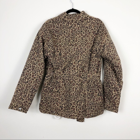Marissa Webb Ellery Leopard Print Cotton Denim Anorak Belted Jacket Brown Tan - Picture 4 of 9
